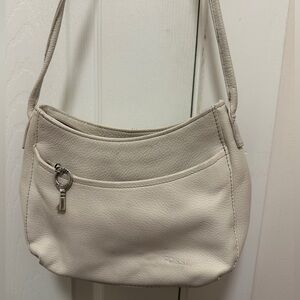 Fossil Cream Leather Crossbody Bag